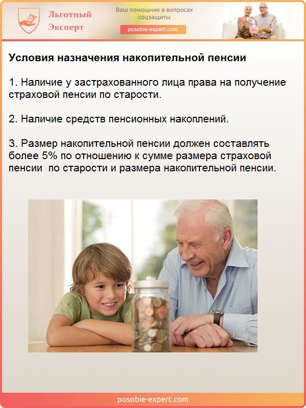 Условия назначения накопительной пенсии